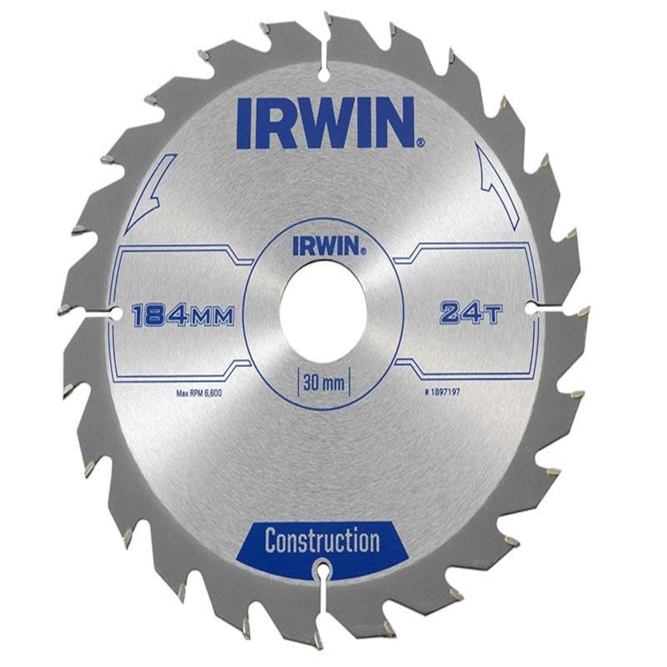 IRWIN Construction Circular Saw Blade 184 X 30Mm X 24T Atb