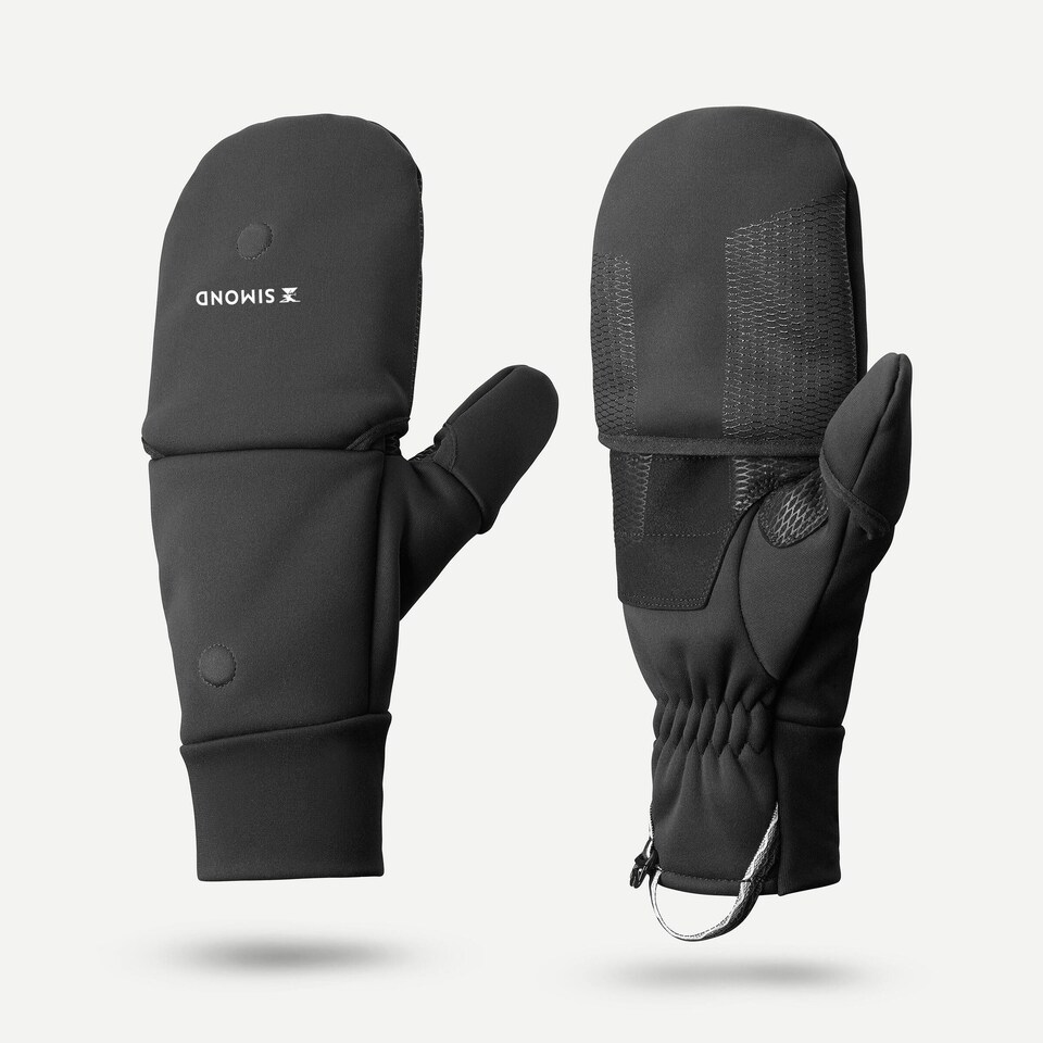 image 1 of Decathlon Adults’ warm and windproof trekking mittens, MT900 - Black