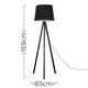 image 3 of ValueLights Modern Black Wood Tripod Design Floor Lamp With Black Shade