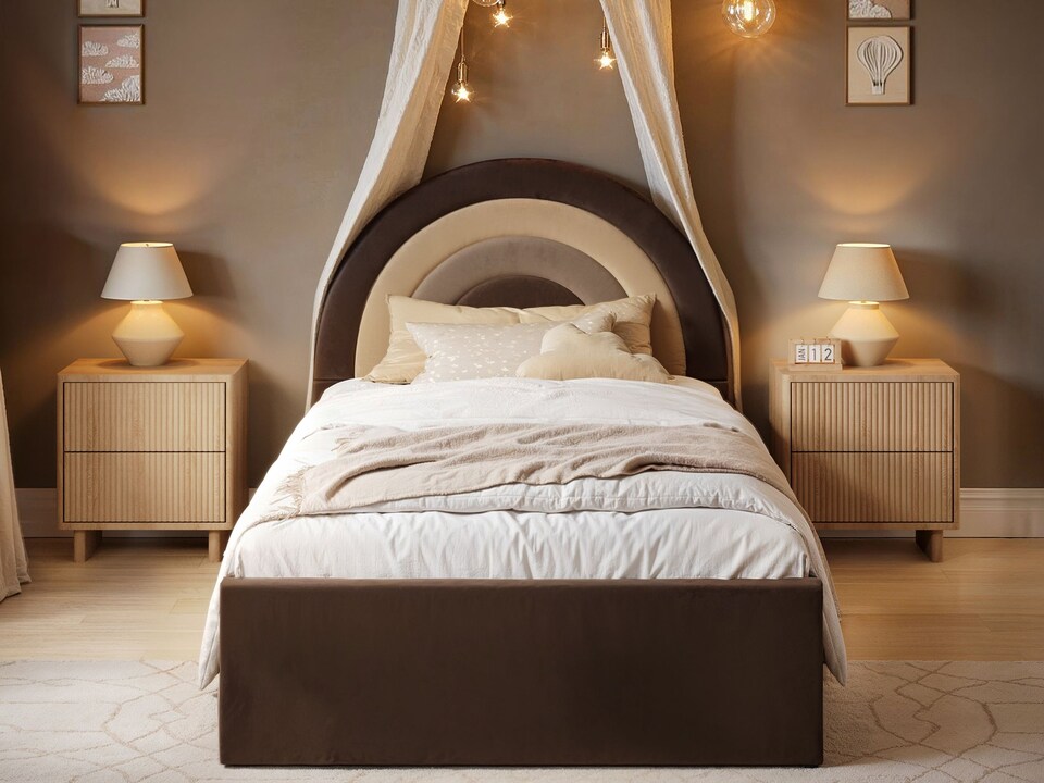 image 1 of Flair Ava Single Velvet Ottoman Bed Brown