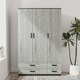 image 4 of 3 Door 4 Drawer Wardrobe With Hanging Rail And Storage Shelf | Black | Black Carcass & Ash Grey Door | 1