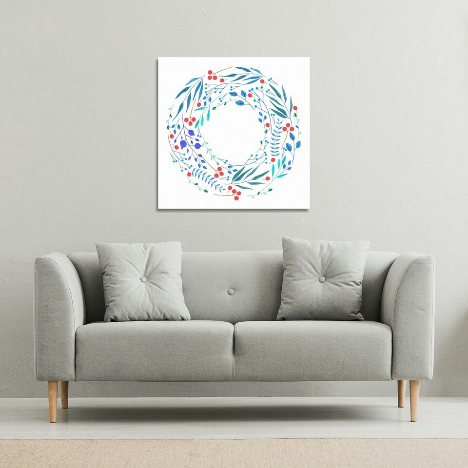 image 1 of Blue Decorative Reath (Canvas Print) 90 x 90 x 4cm