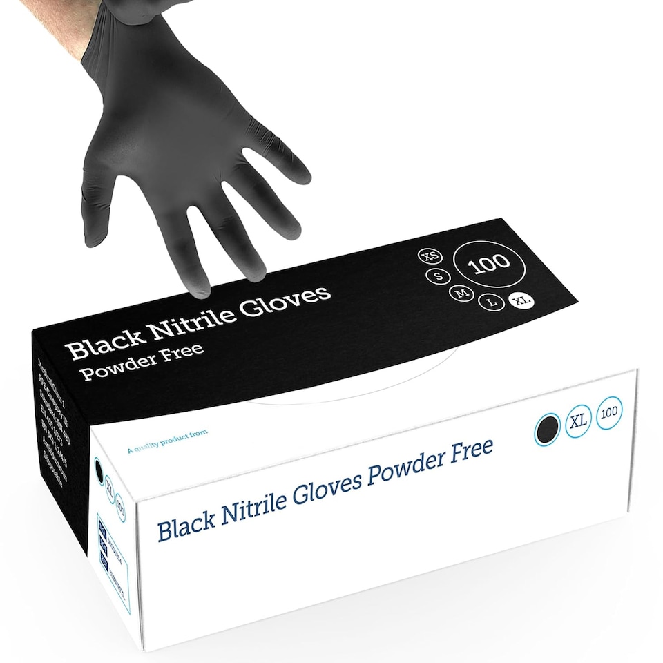 image 1 of 1000 x Small Black Nitrile Powder Free Gloves Puncture Resistant Ideal For Medical, Tattoo, Barber Shops & Mechanical Use