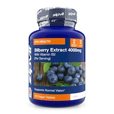 Bilberry Extract 4000mg with Vitamin B2, 120 Vegan Tablets, 2-Month Supply, High Strength, Supports Eye Health & Vision