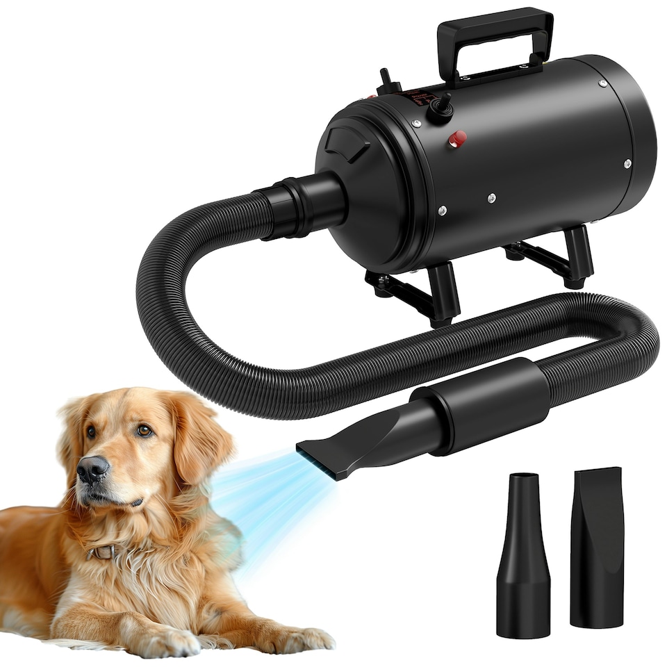 image 1 of PawHut 2200W Dog Hair Dryer with Adjustable Temperature & Velocity, Black
