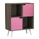 image 1 of Anthracite Oak 4-Cube Storage Unit with 2 Wooden Doors and Legs | Pink | Pink & White | 1
