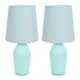 image 1 of ValueLights Arlo Set of 2 - Duck Egg Blue Ceramic Base Table Lamp with Tapered Shade | Blue
