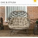 image 3 of Outsunny 2 Seater Egg Chair Outdoor with Cushion, Cup Pockets - Khaki