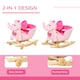image 4 of HOMCOM 2 In 1 Plush Baby Ride on Rocking Horse Elephant Rocker with Wheels Wooden Toy for Kids 32 Songs for 18 Plus Months (Pink)
