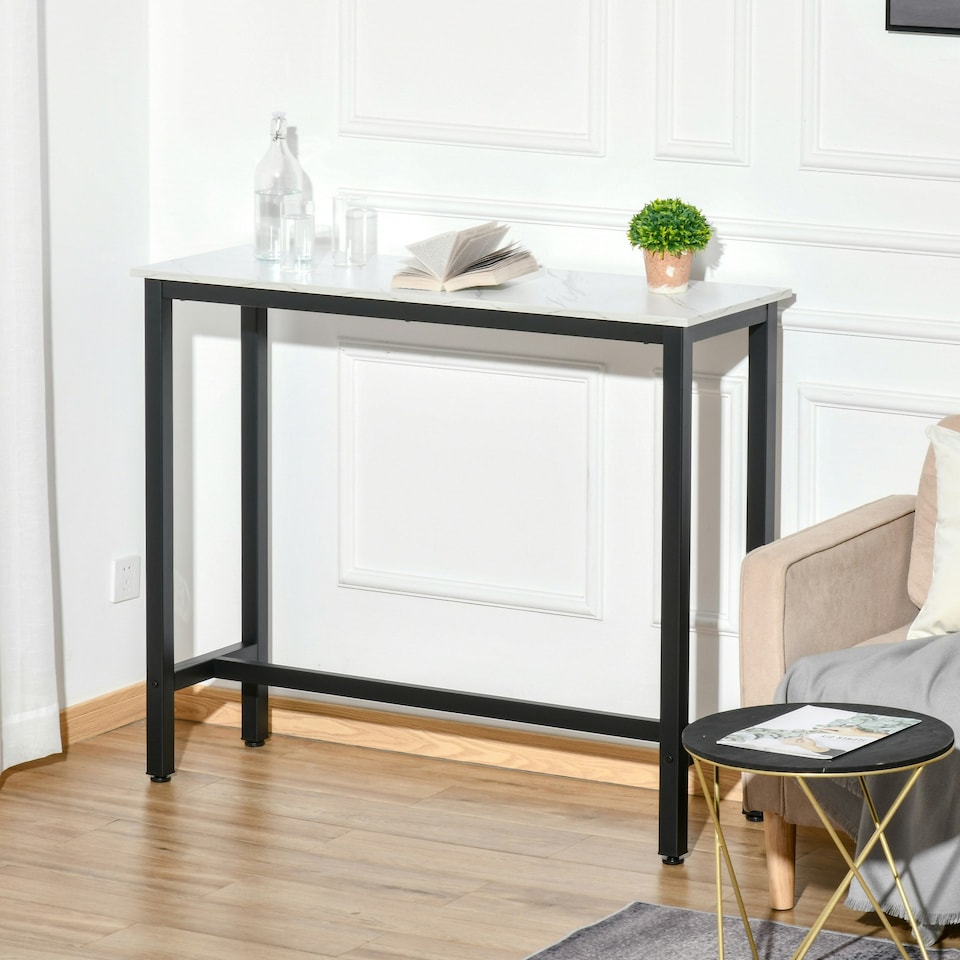image 1 of HOMCOM Bar Table Coffee Table with Adjustable Footpads for Breakfast Dining