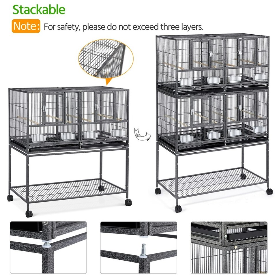 image 1 of Yaheetech 105 cm Tall Stackable and Divided Breeder Cage Black