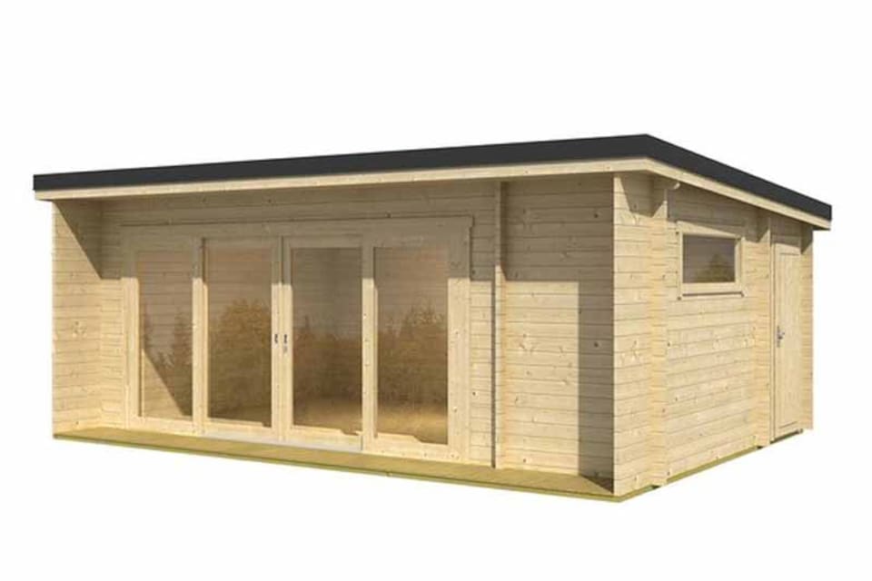image 1 of Java-Log Cabin, Wooden Garden Room, Timber Summerhouse, Home Office - L648 x W470 x H245.1 cm | Brown