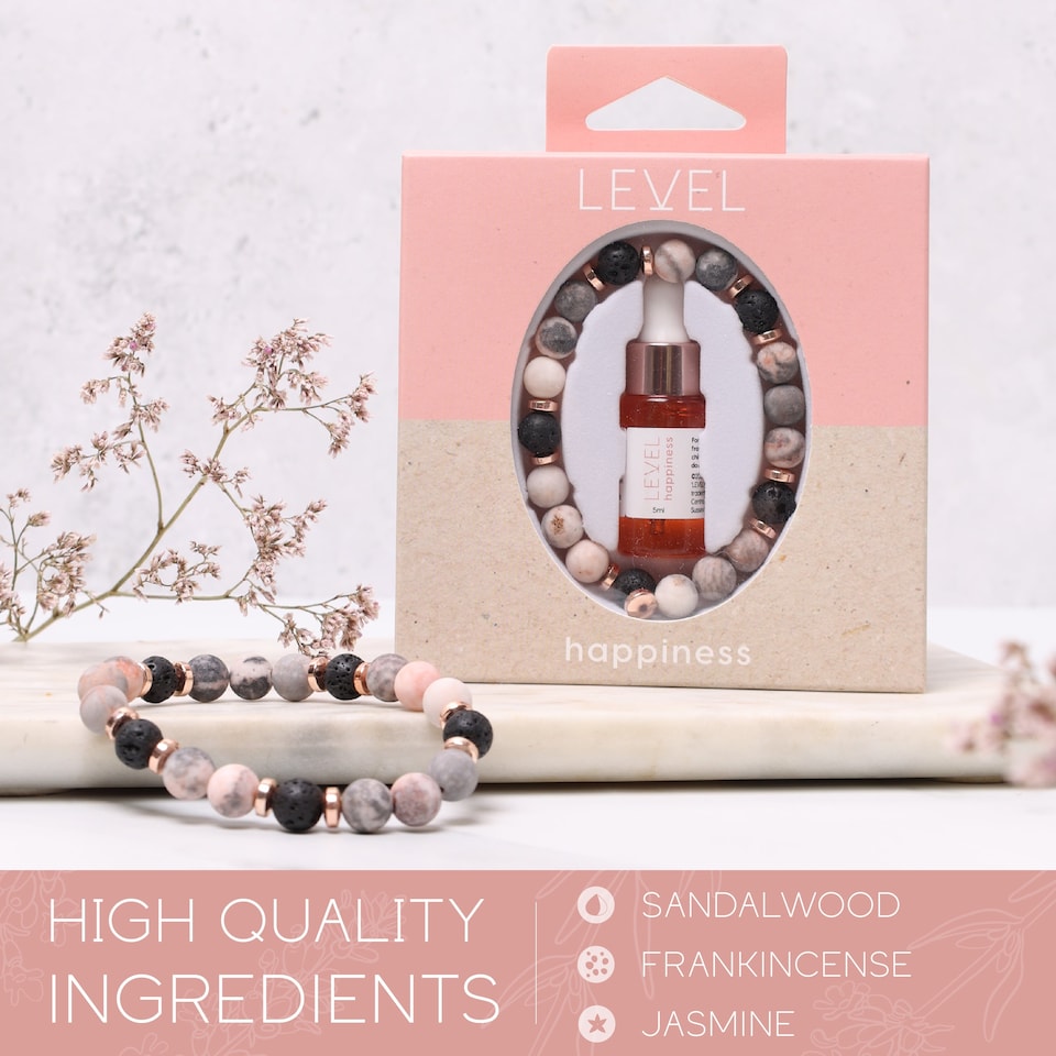 image 1 of LEVEL Wellbeing Lava Bead Aromatherapy Bracelet with SMUG Happiness Oil