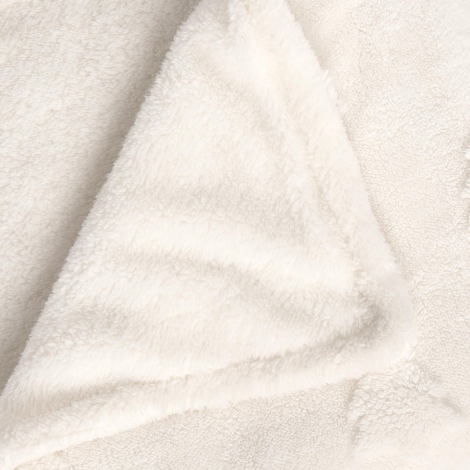 image 1 of OHS Christmas Tree Throw Over Bed Teddy Fleece Blanket | White