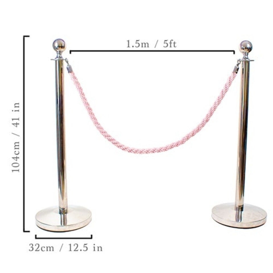 image 1 of 2 Prestige Chrome Poles With 1 Pink Braided Rope