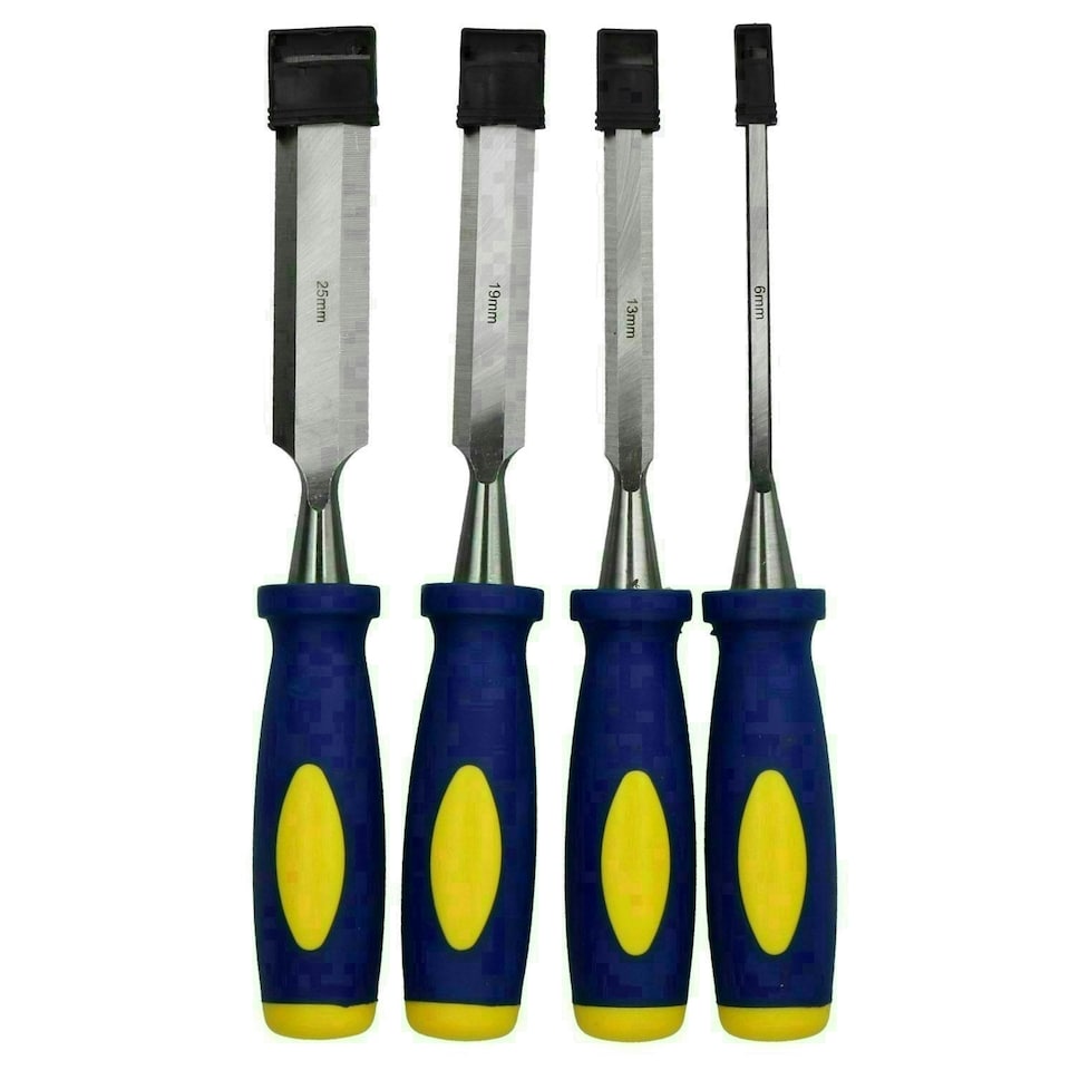 image 1 of 4pc Chisel Carving Wood Work Carpentry Bevel Edge Edged Chisels Woodworking