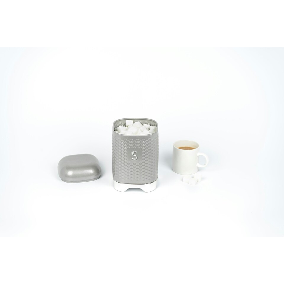 image 1 of Lovello Sugar Canister Shadow Grey Textured 11x11cm