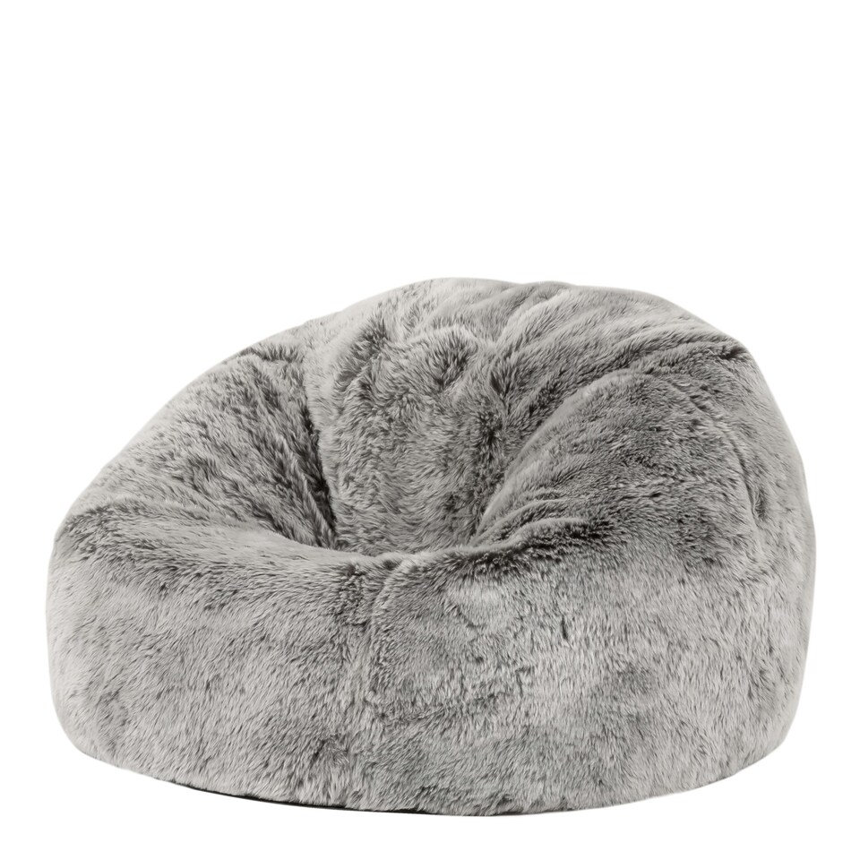 image 1 of icon Kids Classic Faux Fur Bean Bag Chair Arctic Wolf Grey Bean Bags for Children Grey