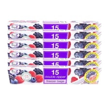 TidyZ Double Zip Freezer Bags 15 Assorted Pack