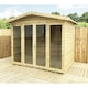 image 1 of 8 x 6 Pressure Treated T&G Apex Summerhouse + LONG WINDOWS + Overhang + Safety Toughened Glass + Euro Lock with Key (8' x 6' / 8ft x 6ft) (8x6)