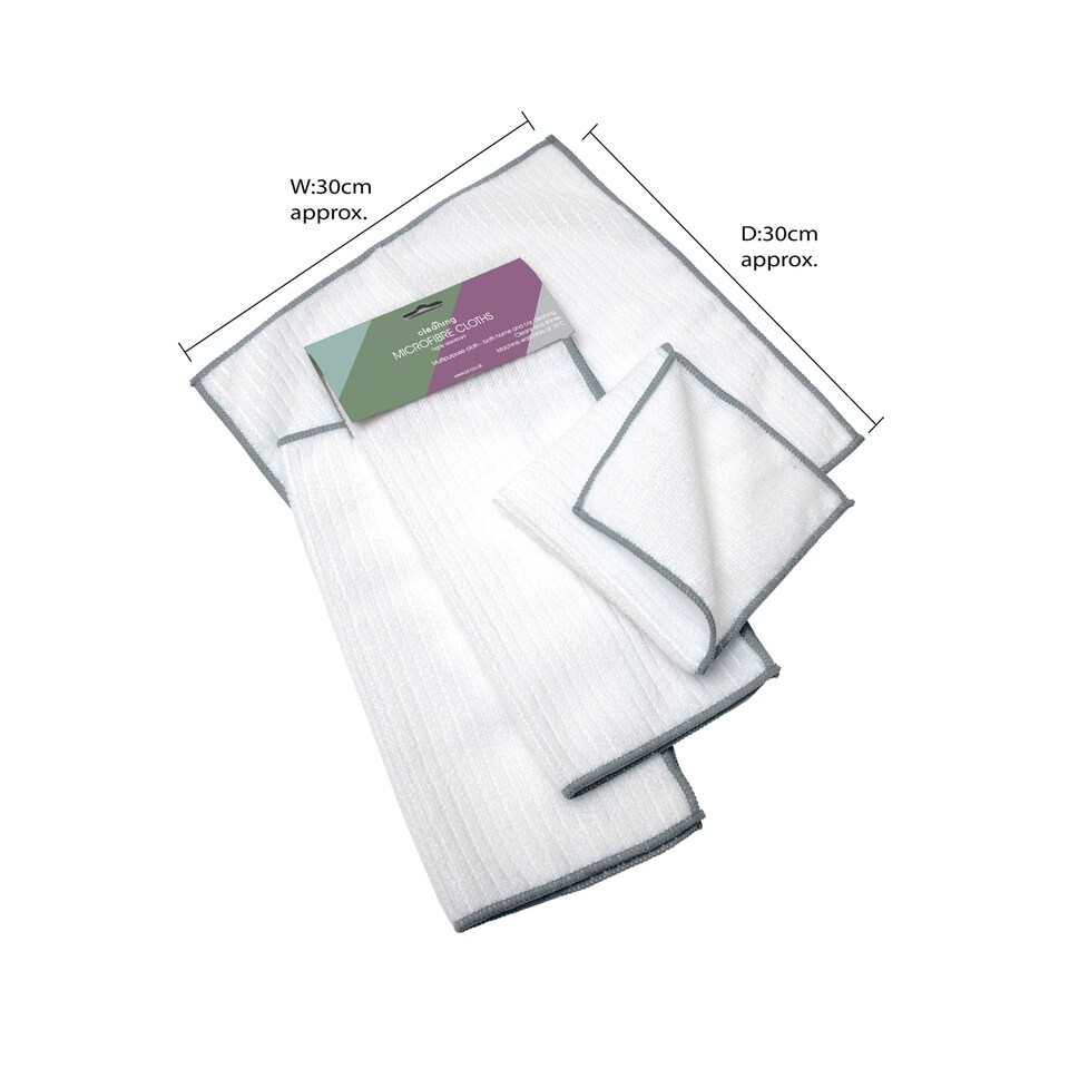 image 1 of JVL Microfibre Cleaning Cloth, White and Grey