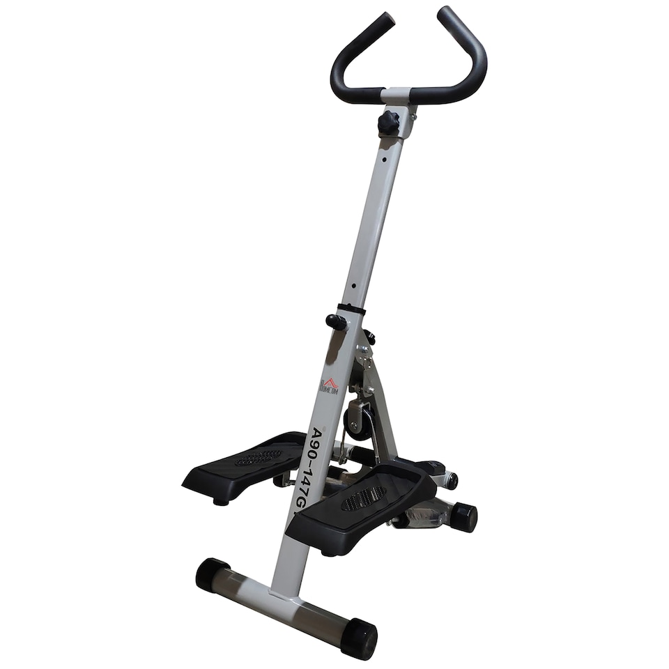 image 1 of HOMCOM Foldable Stepper Adjustable Step Machine with Handlebar LCD Display, White
