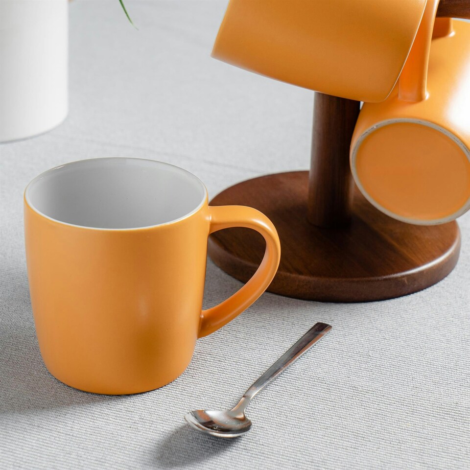 image 1 of Argon Tableware Matt Coloured Coffee Mugs - 350ml - Grey/Yellow - Pack of 6 Multi