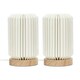 image 3 of ValueLights Maja Pair of Wooden Base Bedside Table Lamps with White Paper Fold Lampshade - Bulbs Included