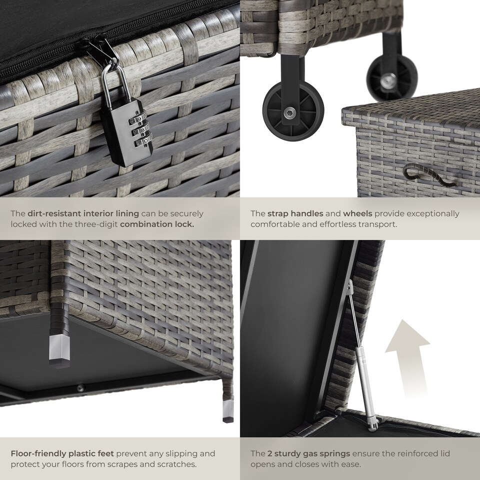 image 1 of Storage Box Kiruna - rattan garden furniture cushion storage 120 x 55 x 61.5 cm | Grey | grey | 121 x 56 x 60 cm | 1