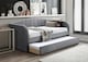 image 2 of Grey Day Bed,Sofabed,Guest Trundle Fabric Upholstered Velour, Bed Frame | Grey | Single