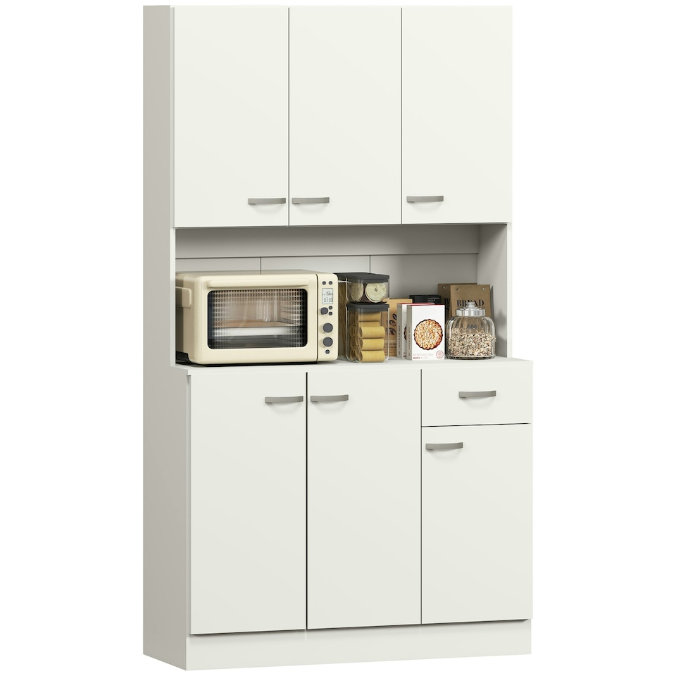 image 1 of HOMCOM Freestanding Kitchen Cupboard, Storage Cabinet with Doors Cream White