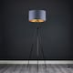 image 2 of ValueLights Camden Black Tripod Floor Lamp Grey & Copper Shade & Bulb | Copper
