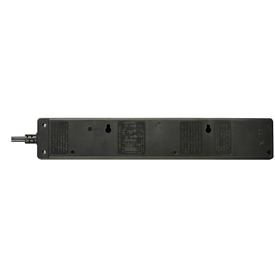 image 1 of Masterplug 4 Socket 2m Extension Lead Surge Switched & LED Black