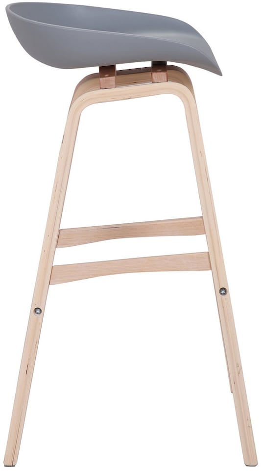 image 1 of Equator Single Kitchen Bar Stool, Fixed Wooden Legs And Footrest, Premium Breakfast Bar & Home Barstool, Grey