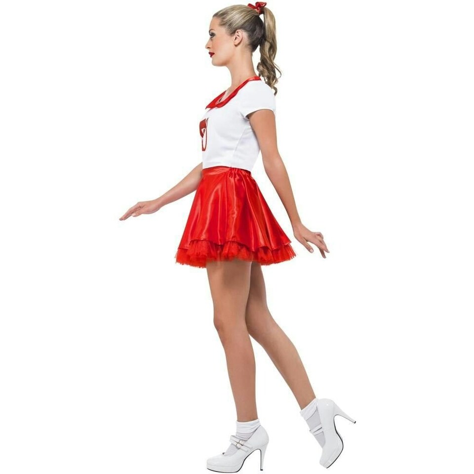 image 1 of Grease Womens/Ladies Sandy Olsson Cheerleader Costume - White/Red - S | Multi | S