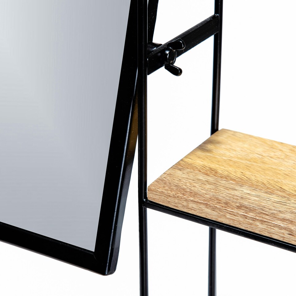 image 1 of Fine Decor FA3721W Jeeves Shelving and Organiser Mirror, Black Black