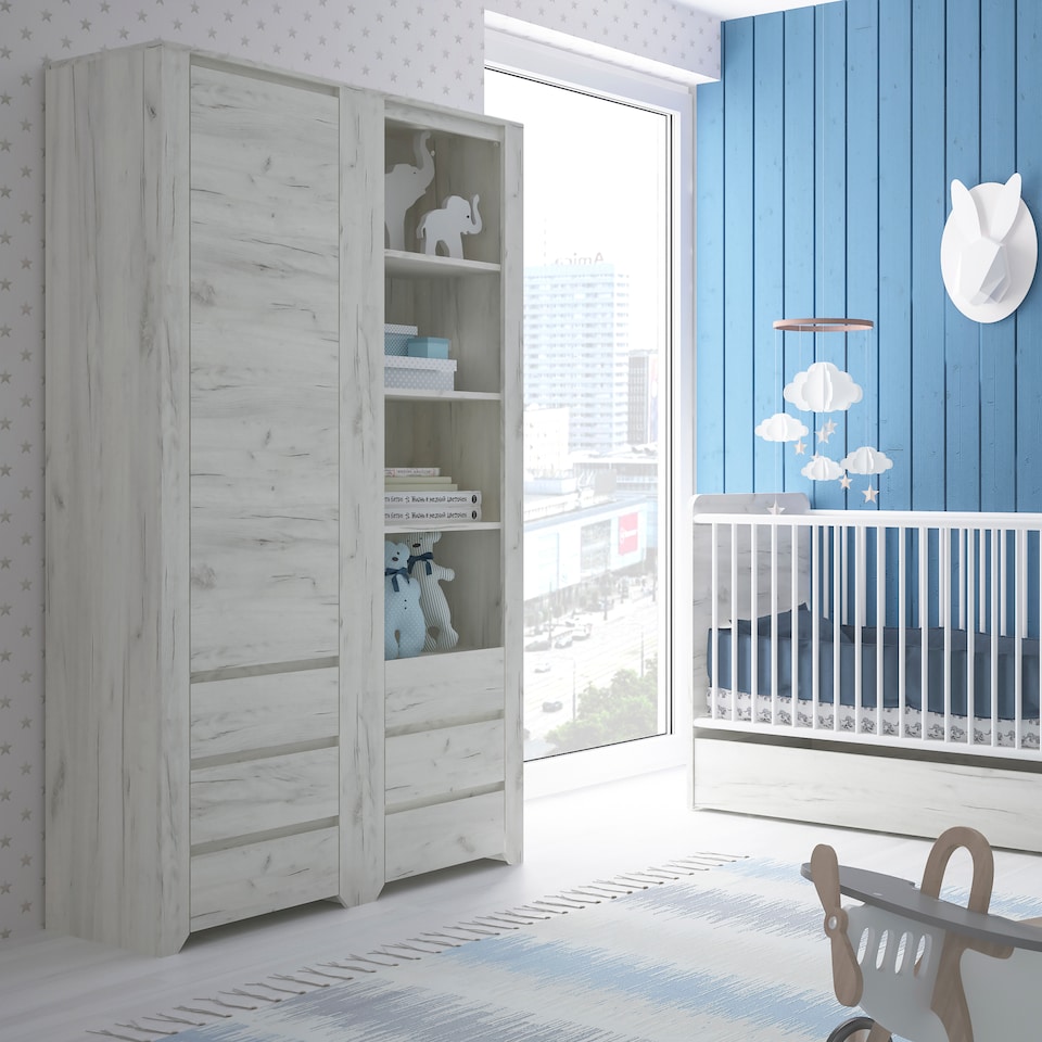 image 1 of Angel Tall Narrow One Door 3 Drawer Narrow Cupboard