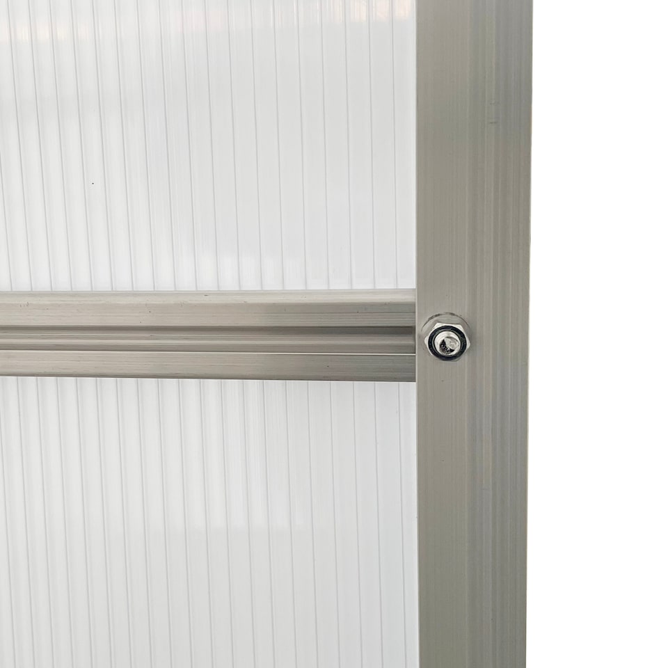 image 1 of Outsunny Polycarbonate Walk-in Garden Greenhouse w/ Sliding Door Silver Tone | Silver | 1