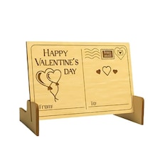 Happy Valentine's Day Wooden Customisable Postcard with Stand