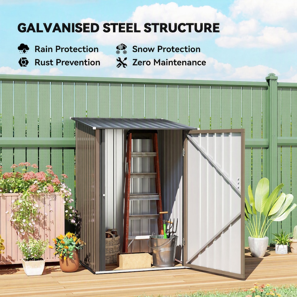 image 1 of Outsunny 3.3ft x 3.4ft Outdoor Storage Shed Steel Garden Shed w/ Lockable Door