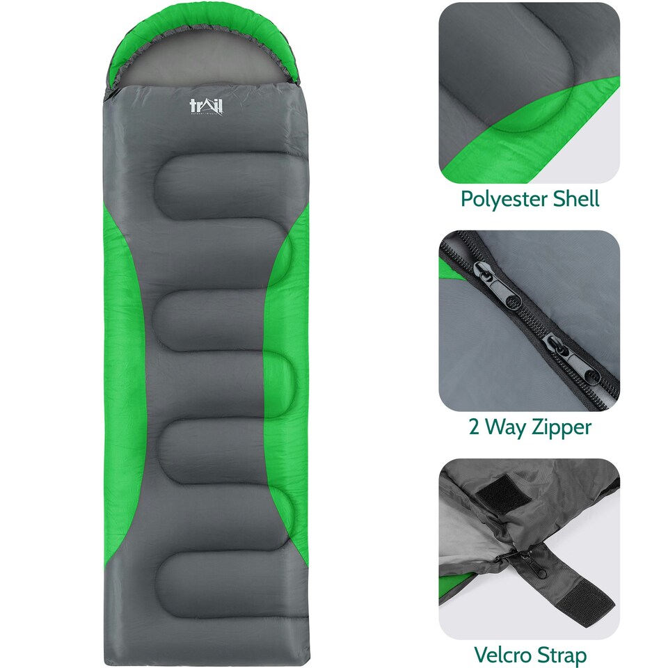 image 1 of Hooded Sleeping Bag - Green