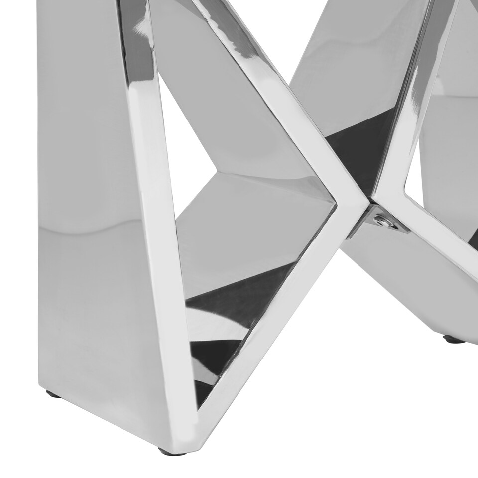 image 1 of Interiors By Premier Modern Design Wing Base End Table, Wing Base Design Metal End Table, Tempered Glass Top Versatile Table Silver