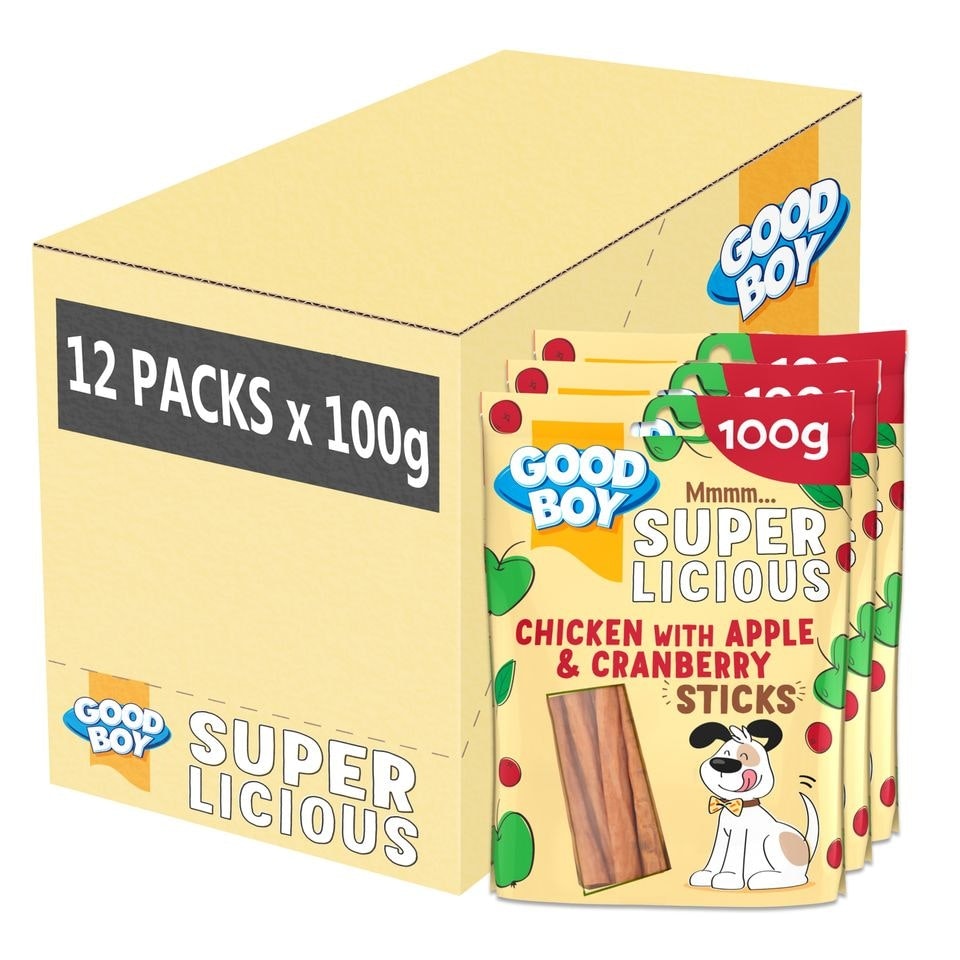 Good Boy Chicken with Apple and Cranberry Sticks 100g (Pack of 12)