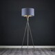 image 2 of ValueLights Camden Brushed Chrome Tripod Floor Lamp Grey & Silver Shade & Bulb Silver