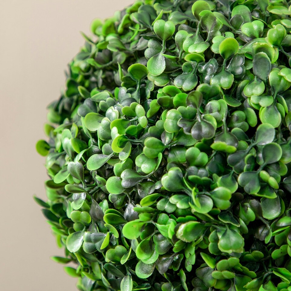 image 1 of HOMCOM Set of 2 Decorative Artificial Trees, Topiary Ball-shaped Boxwood Trees in Pot, Fake Plants for Home Indoor outdoor Decor, 60cm, 1 Tree Balls