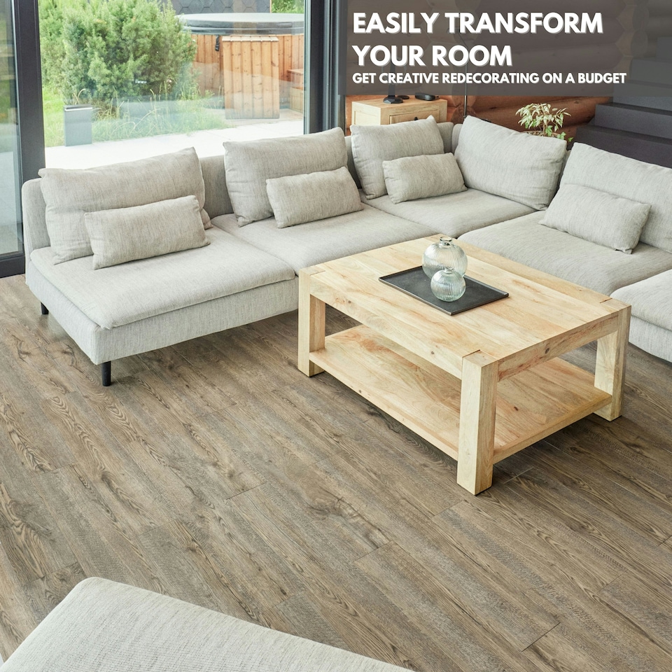 image 1 of NOVECRAFTO Self Adhesive Vinyl Floor Planks – Peel & Stick Flooring – Dark Brown Oak Effect – Easy DIY Installation – Durable & Waterproof Tiles Brown | 0.97 sqm