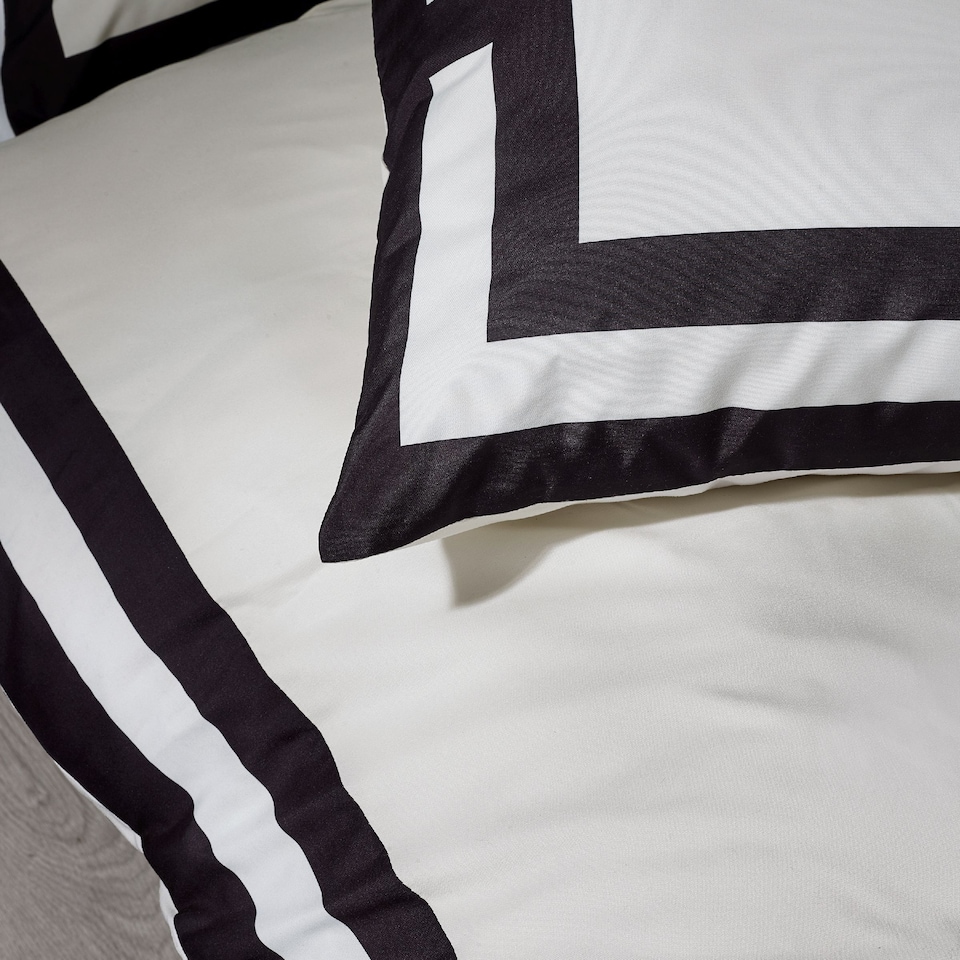 image 1 of Catherine Lansfield So Soft Mono Panel Duvet Cover Set | Cream | Cream/Black