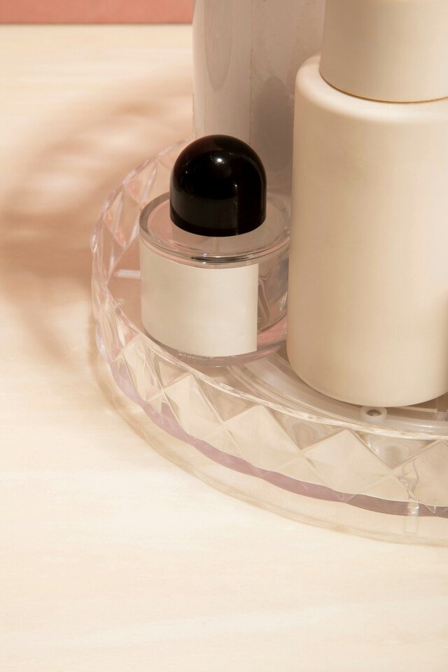 image 1 of Beauty Three Tier Revolving Cosmetic Organiser | Clear