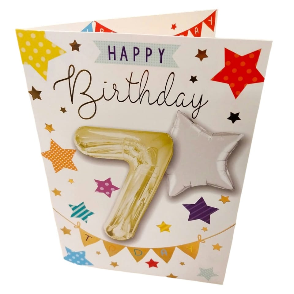image 1 of Happy Birthday 7 Balloon Boutique Greeting Card