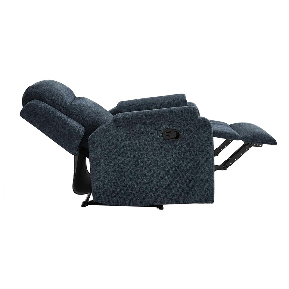 image 1 of Orka Manual Recliner Chenille Fabric Chair Blue
